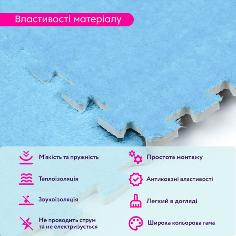 Підлога-пазл плюшевий 30х30х1см Блакитний (D) SW-00002090