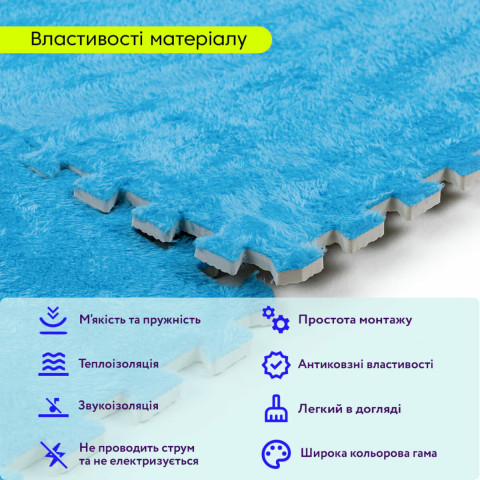 Підлога-пазл плюшевий 60х60х1см Блакитний (D) SW-00002091