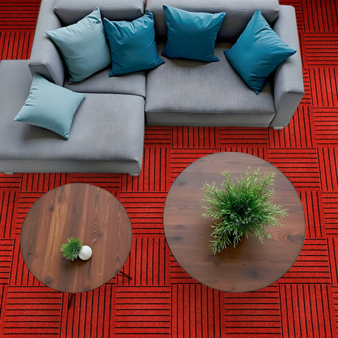 Самоклеюча плитка під ковролін бургунді 300х300х4,5мм SW-00002486