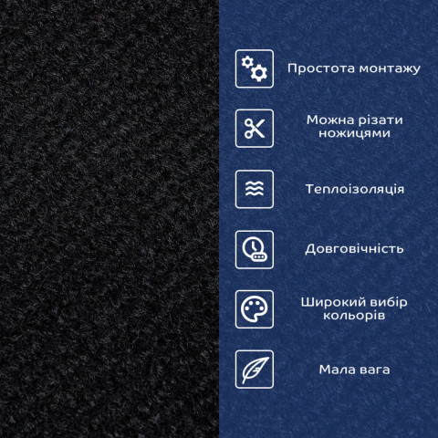 Самоклеюча плитка під ковролін в рулоні чорний 600х3000мм SW-00002588