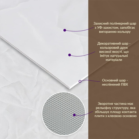 Декоративна ПВХ плита 600х600х3мм